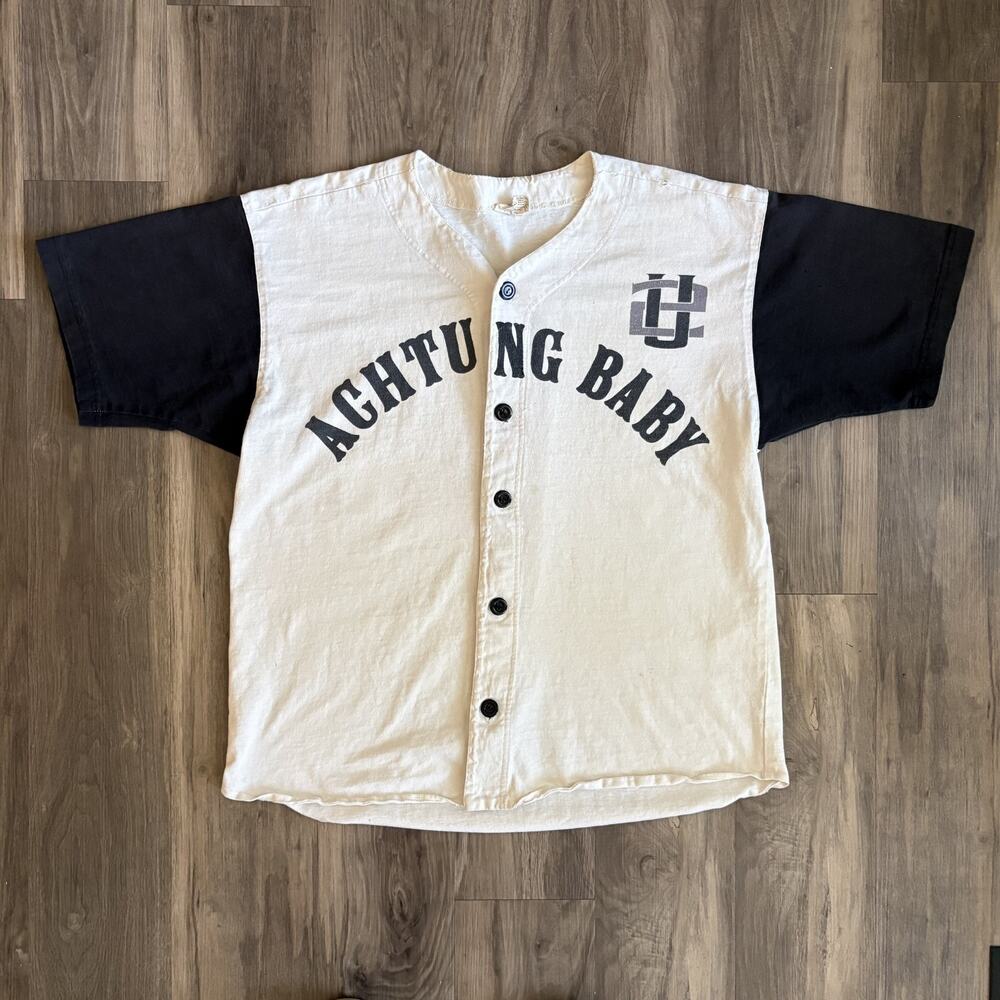 Vintage U2 Achtung Baby Baseball Jersey Shirt Men's Size L 1992 Winterland